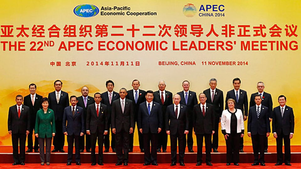 Die 21 APEC-Leader am Gipfel in Peking.