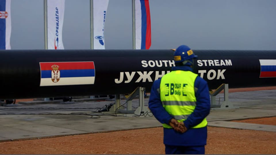 Die South-Stream Pipeline in der Nähe von Belgrad, Serbien.