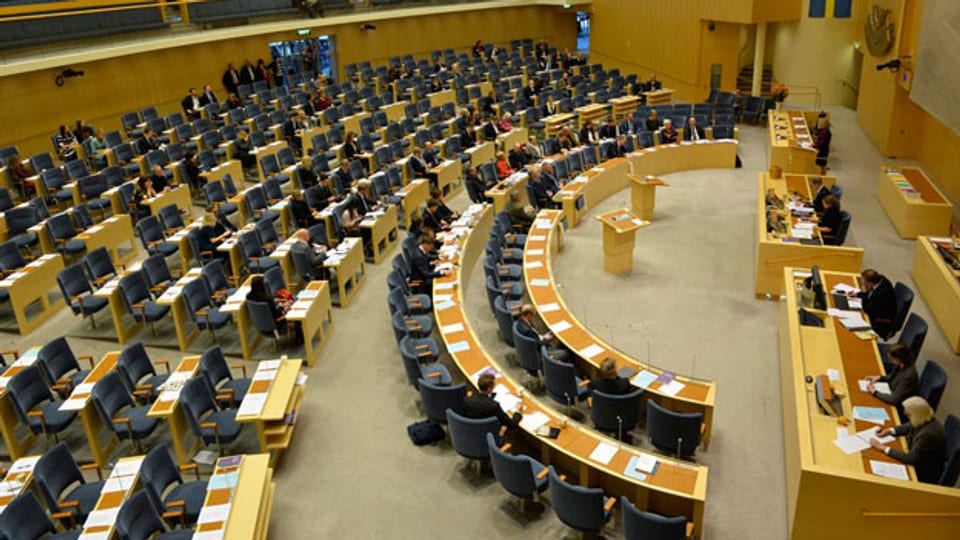 Sicht auf das schwedische Parlament während der Debatte über den Haushaltsplan der Regierung am Mittwoch, den 3. Dezember 2014.