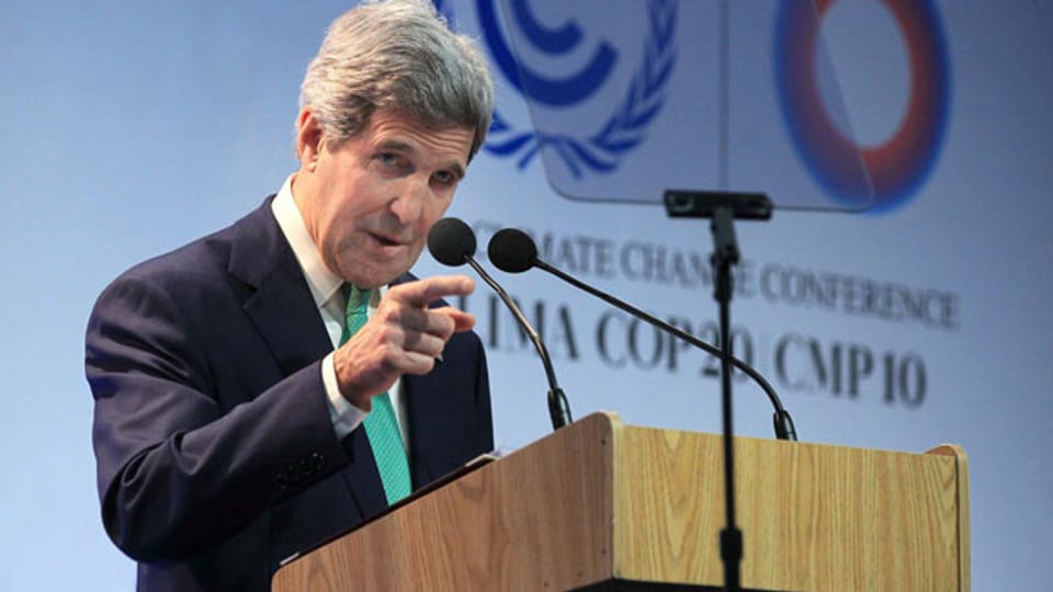 US-Aussenminister John Kerry ruft an der Klimakonferenz in Lima zum Handeln auf.