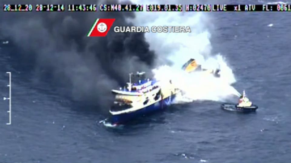 Rettungseinsatz in der Adria (Videobild der italienischen Küstenwache).