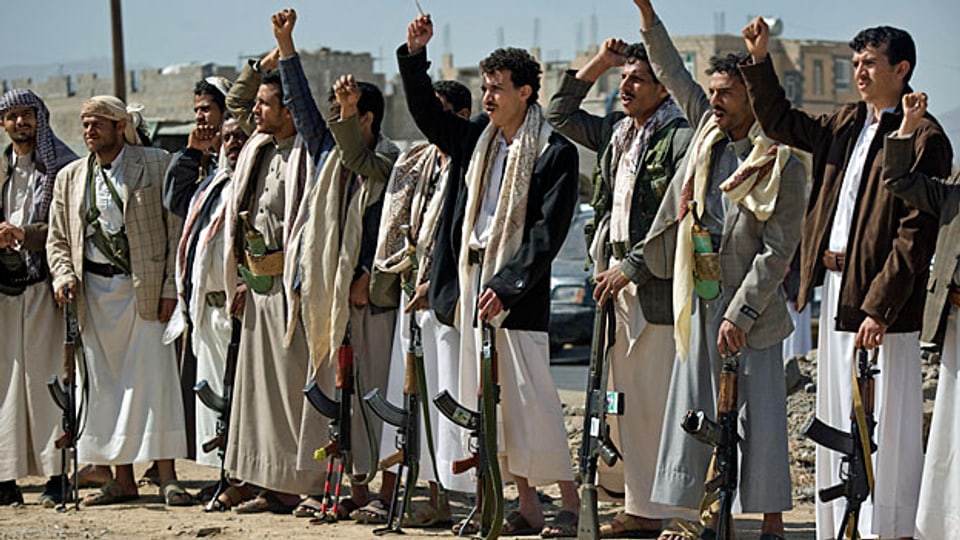 Eine Gruppe schiitischer Houthis, am 19. Januar in Sanaa, der Hauptstadt Jemens.