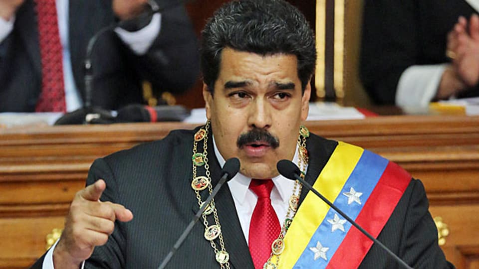 Venezuelas Präsident Nicolas Maduro bei seiner jahresbotschaft an die Bevölkerung.