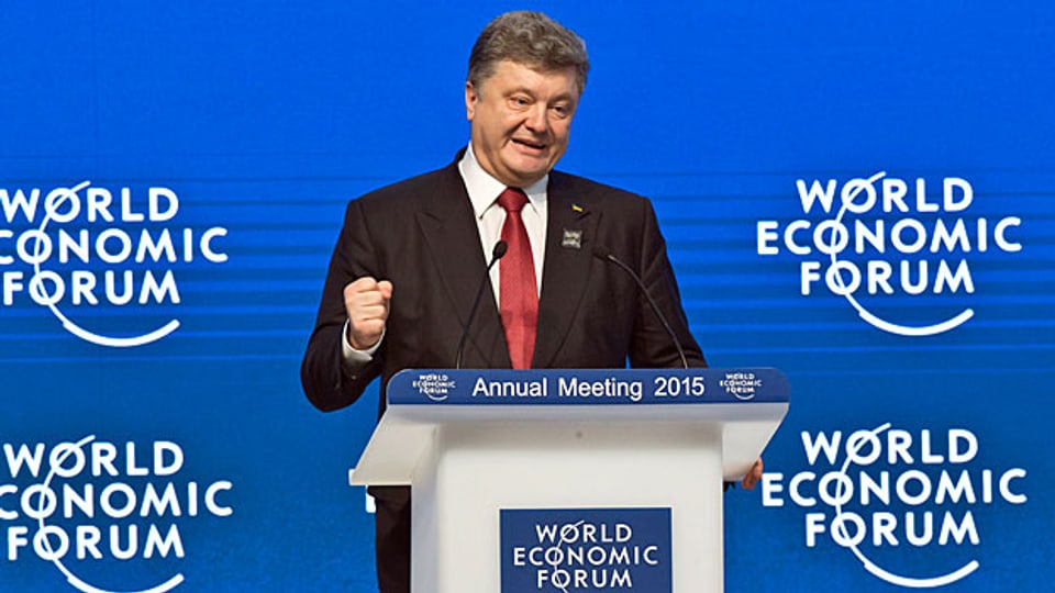 Der ukrainische Präsident Petro Poroschenko an der Podumsdiskussion «Die Zukunft der Ukraine» am WEF in Davos.