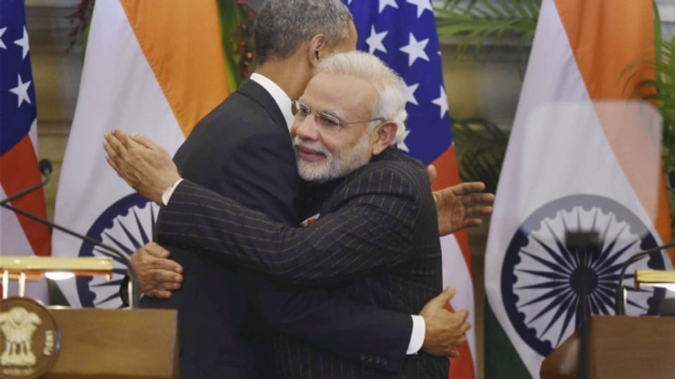 Demonstrative Innigkeit: US-Präsident Obama und Indiens Premier Modi.