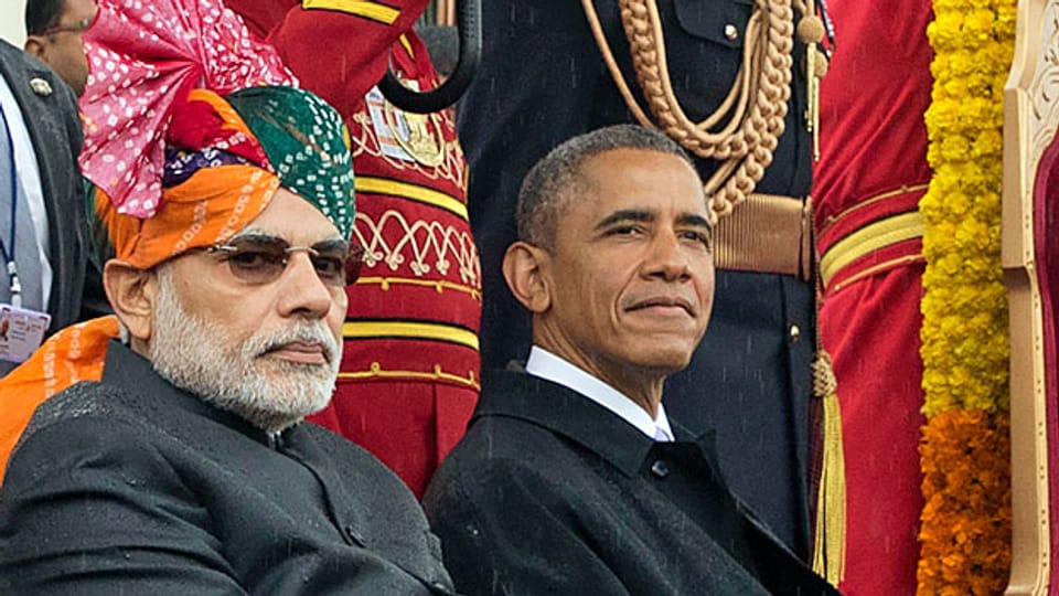 Indiens Premier Narendra Modi und sein Ehrengast am indischen Tag der Republik, US-Präsident Barack Obama.