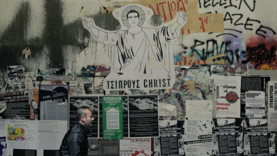 Der neue Messias: Alexis Tsipras als Street-Art-Motiv.