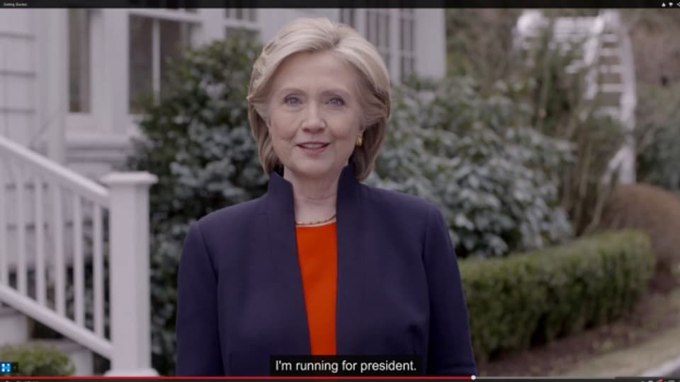 «Ich kandidiere» - Hillary Clinton teilt auf Ihrer Webseite mit, fürs Präsidentenamt im kommenden Jahr zu kandidieren.