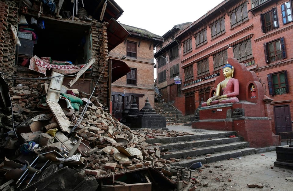 Nach dem Beben: Ein zerstörter Tempel in Kathmandu, der Hauptstadt Nepals.