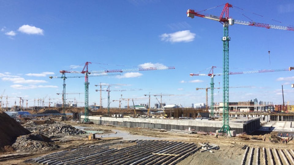 Besucht auf der Baustelle der Weltaustellung 2017 in Astana in Kasachstan.