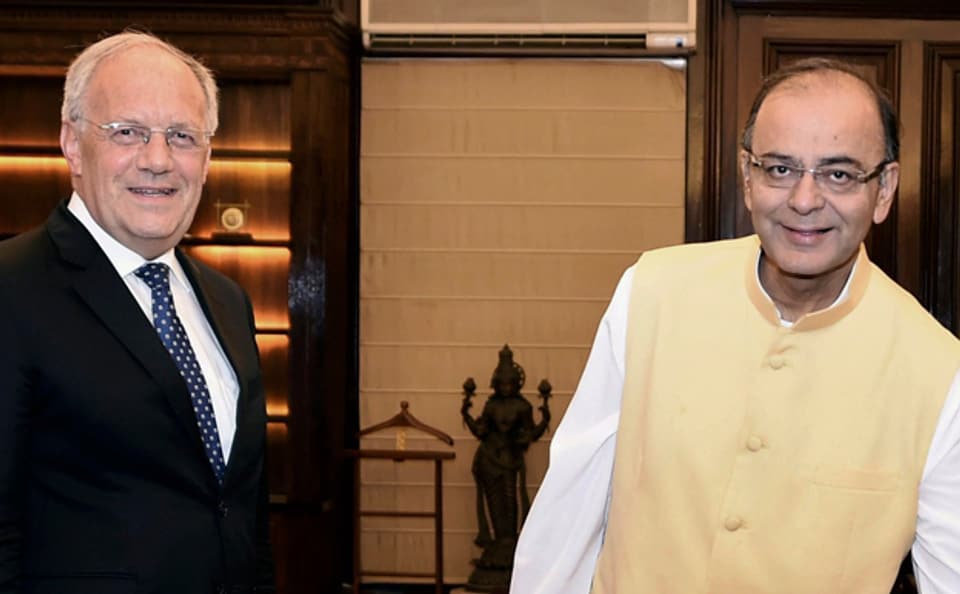 Bundesrat Johann Schneider-Ammann mit dem indischen Finanzminister Arun Jaitley