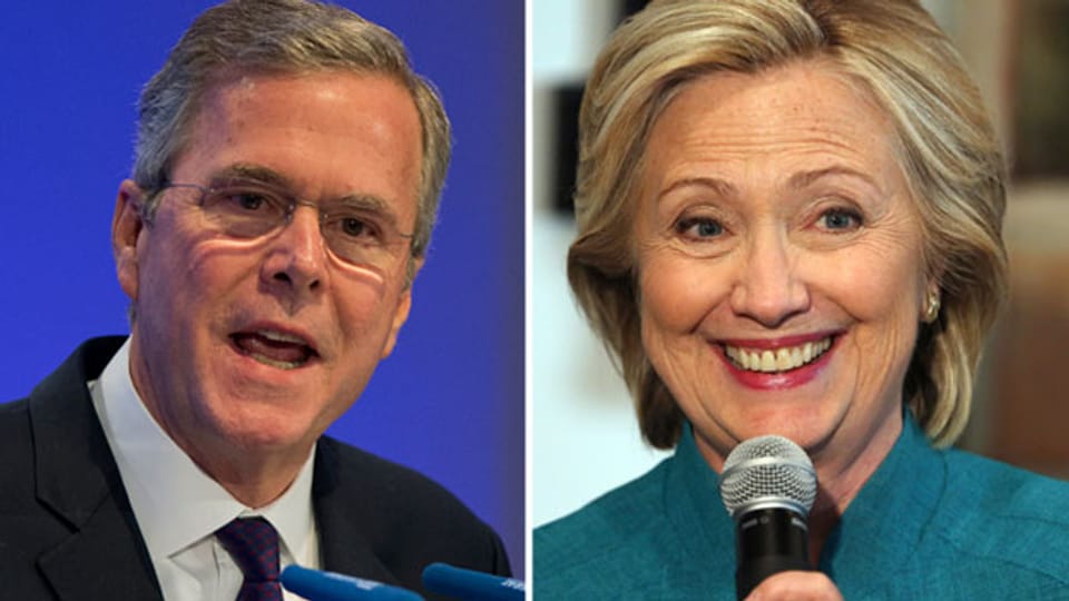 Eine der beiden Personen wird möglicherweise ins Weisse Haus einziehen. Jeb Bush (links) und Hillary Clinton.