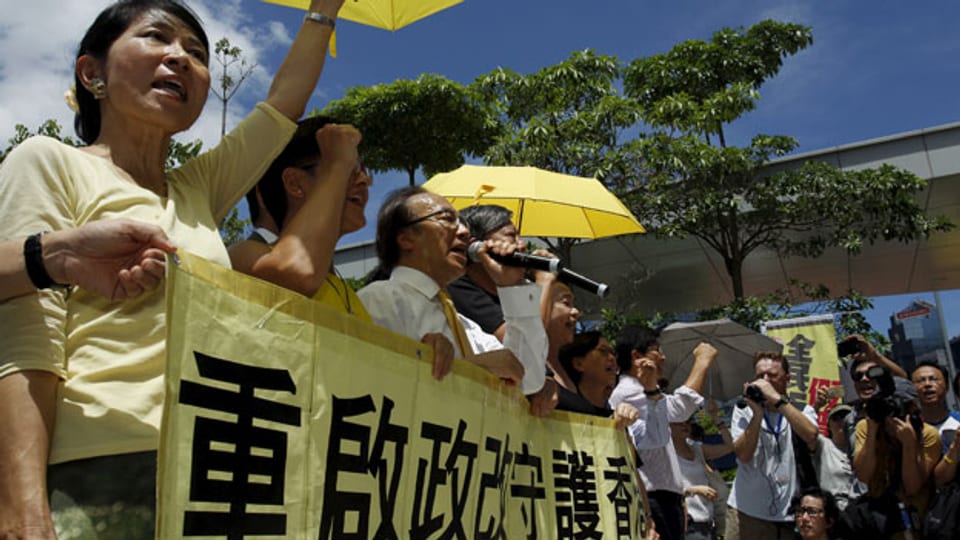 Demonstranten in Hongkong am 15. Juni 2015.