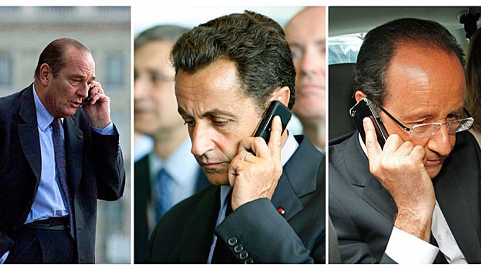 Die drei französischen Präsidenten Jacques Chirac, Nicolas Sarkozy und François Hollande. Frankreich ist empört über die Schnüffelei der USA - und plant ein Gesetz, das genau solches erlauben soll.