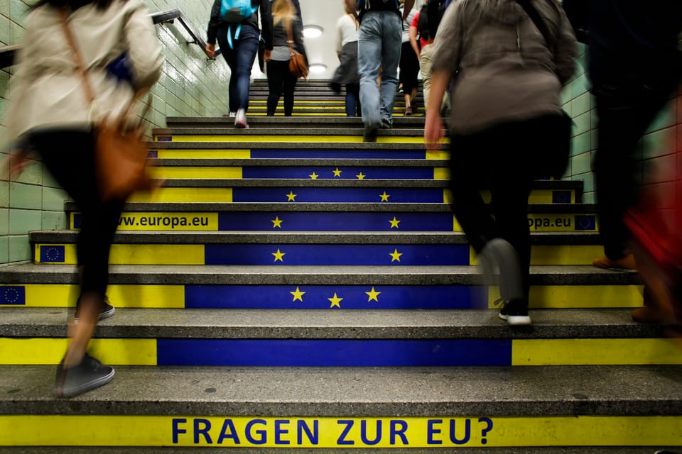 Die Treppe einer U-Bahn-Station in Berlin.