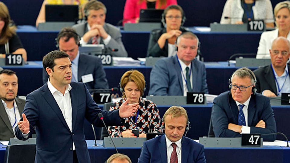 Alexis Tsipras im Europaparlament in Strassburg. Manche der Abgeordneten haben kein Blatt vor den Mund genommen.