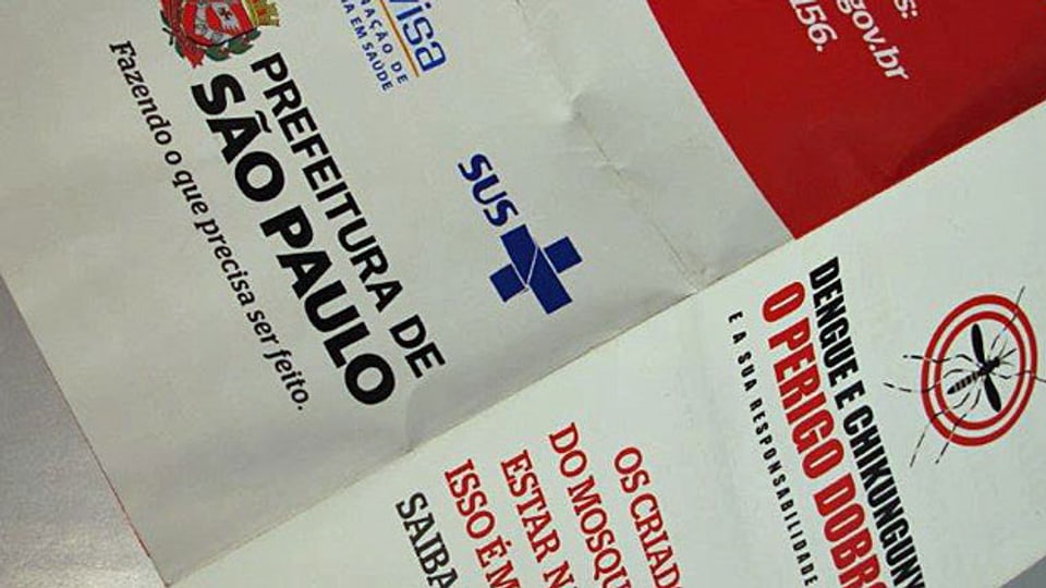 Informationsbroschüre zu den Gefahren des Denguefiebers, herausgegeben von den Behörden von Sao Paolo.