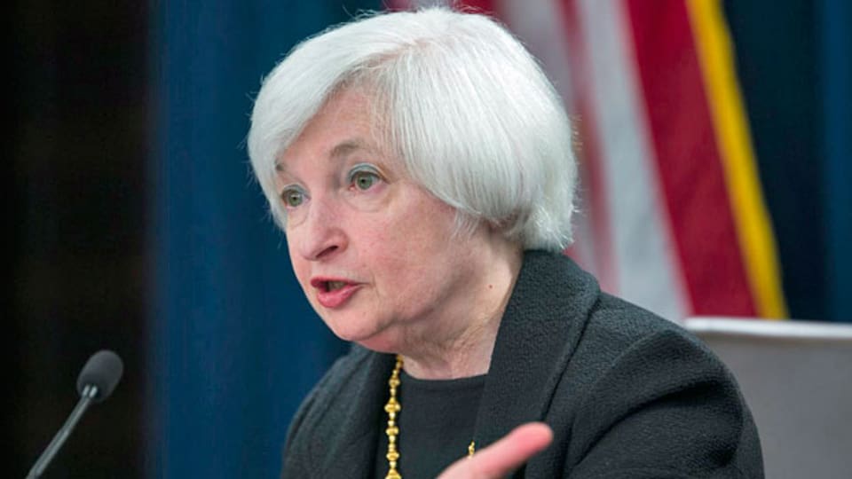 Die US-Notenbank-Chefin Janet Yellen. Die Bank hat ihren Leitzins auf dem Rekordtief zwischen null und 0,25 Prozent bestätigt.