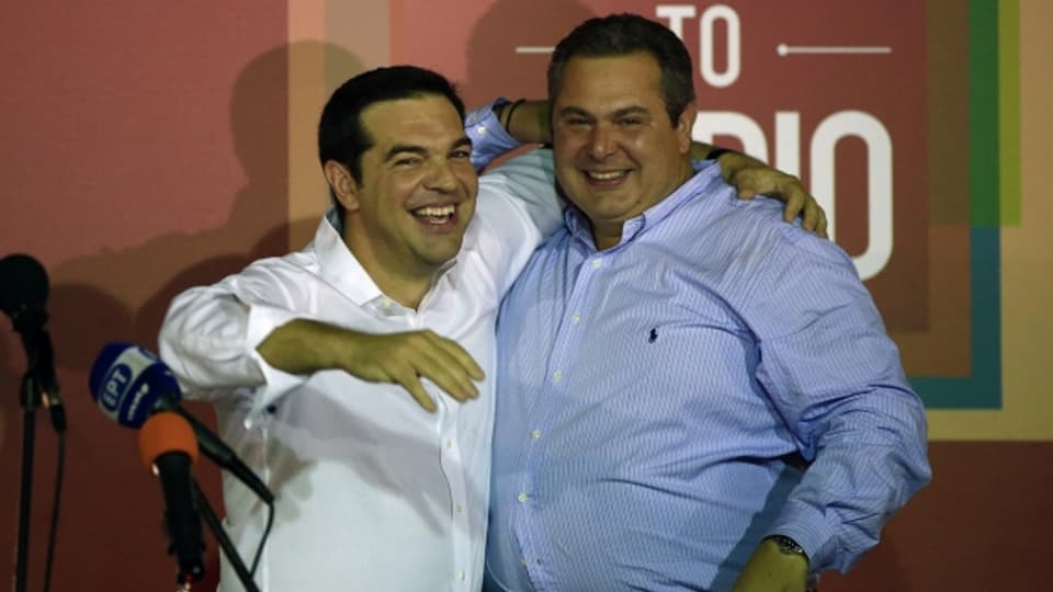Der linke Regierungs-Chef und sein rechter Bündnispartner: Alexis Tsipras (li) Panos Kammenos.