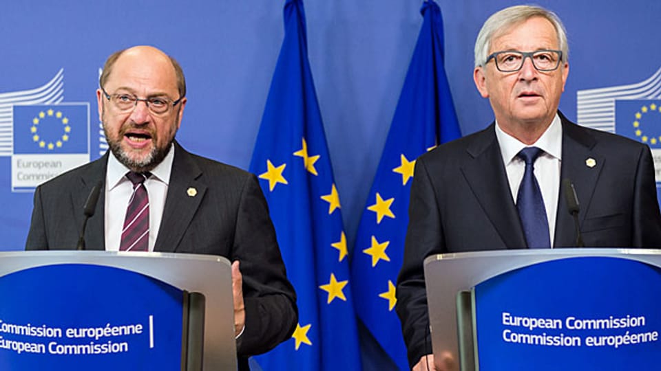 Martin Schultz und Jean-Claude Juncker fordern von den EU-Staaten eine Einigung und den Willen, gemeinsame Ergebnisse zu erzielen.