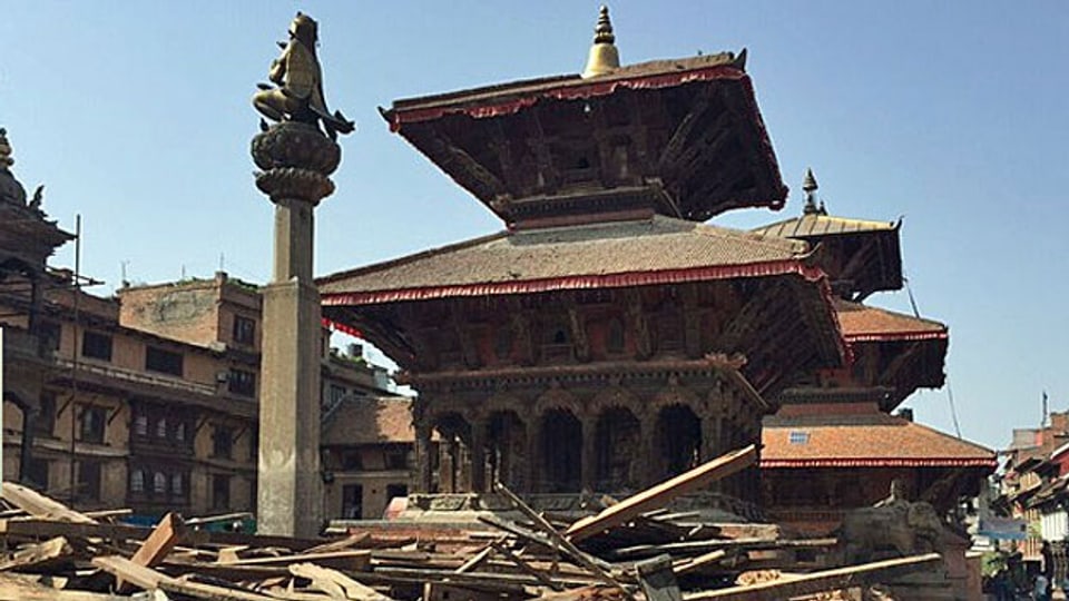 Der Patan-Durbar-Platz in Nepals Hauptstadt Kathmandu gehört zum Unesco-Weltkulturerbe und wurde während des Erdbebens stark beschädigt.