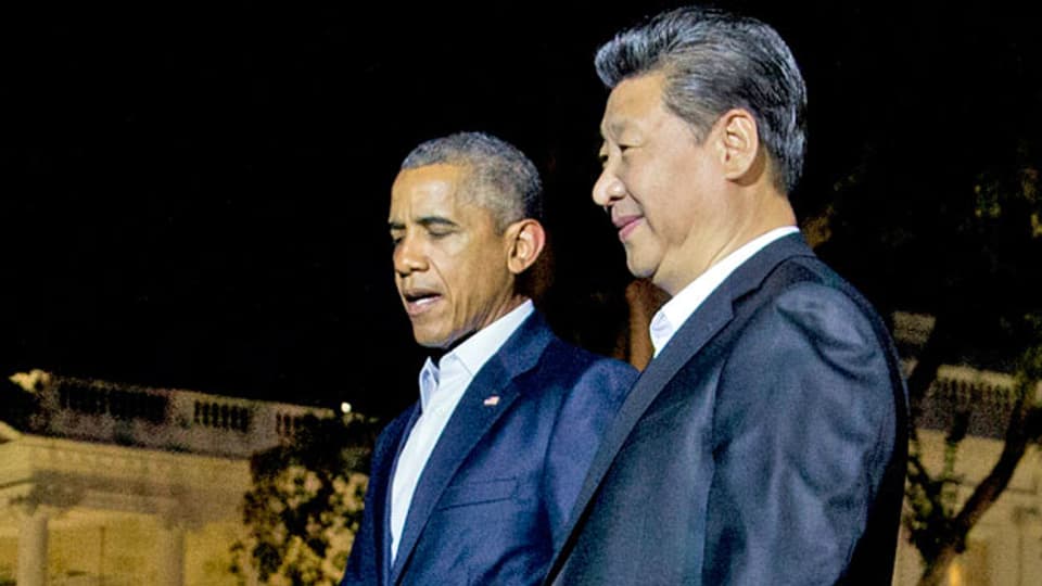 Chinas Staats- und Parteichef Xi Jinping wird von US-Präsident Barack Obama empfangen.