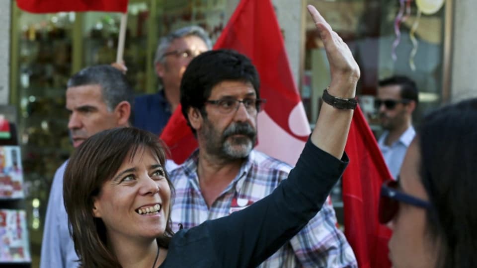 Die linke Politikerin Martins bei einem Wahlkampfauftritt in Braga.