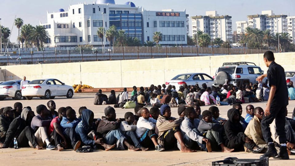 Flüchtlinge in Tripolis, Libyen.