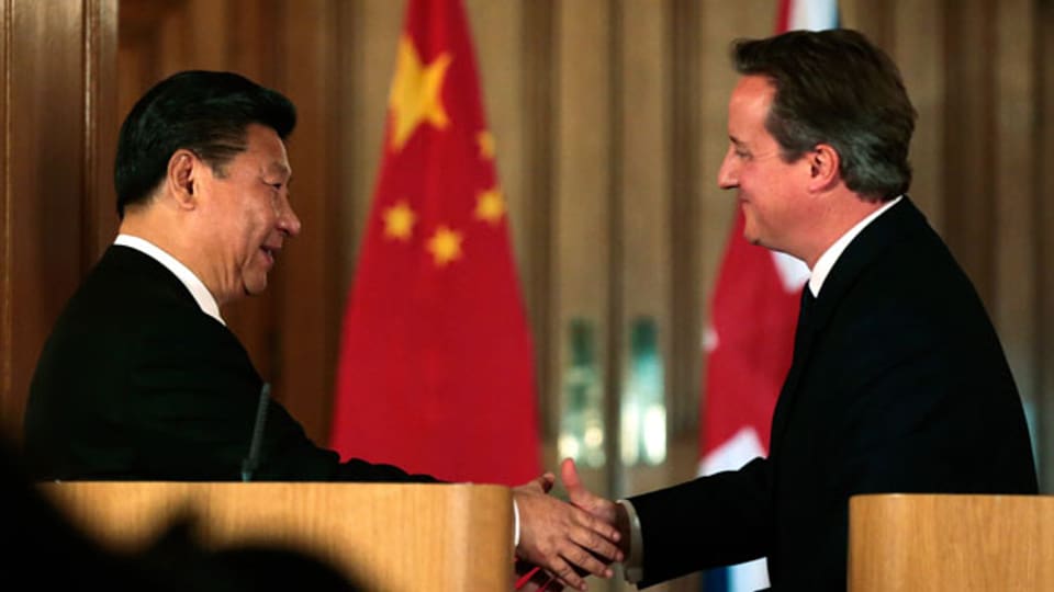 Chinas Präsident Xi Jinping und Grossbritanniens Premier David Cameron in der 10 Downing Street am 21. Oktober 2015.