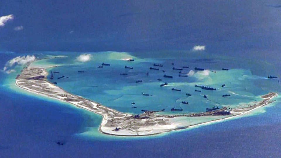 Chinas künstlich aufgeschüttete Insel im Südchinesischen Meer.
