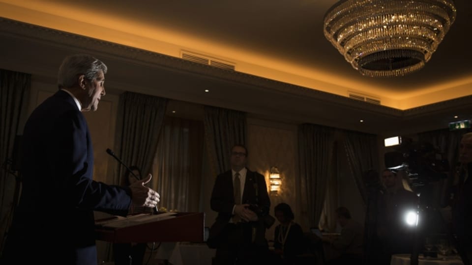 US-Aussenminister Kerry während Syriengesprächen in Wien.