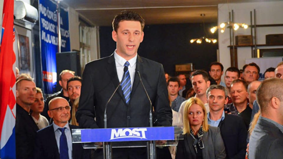 Bozo Petrov, der Chef der Partei MOST, die an der kroatischen Parlamentswahl vom Sonntag überrschend gut abgeschnitten hat.