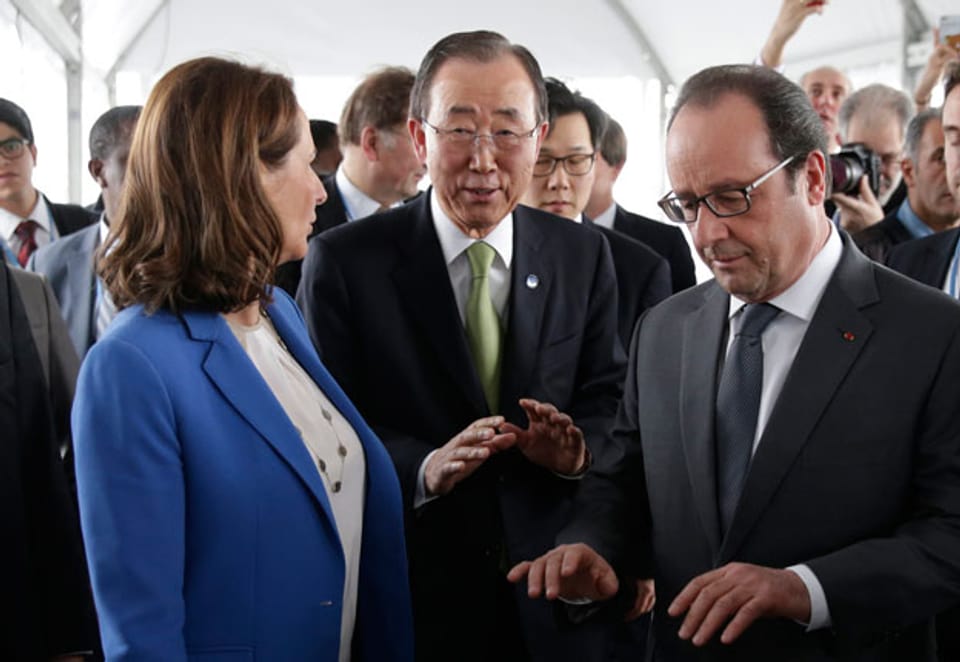 Royal, Ban Ki Moon und Hollande in Paris