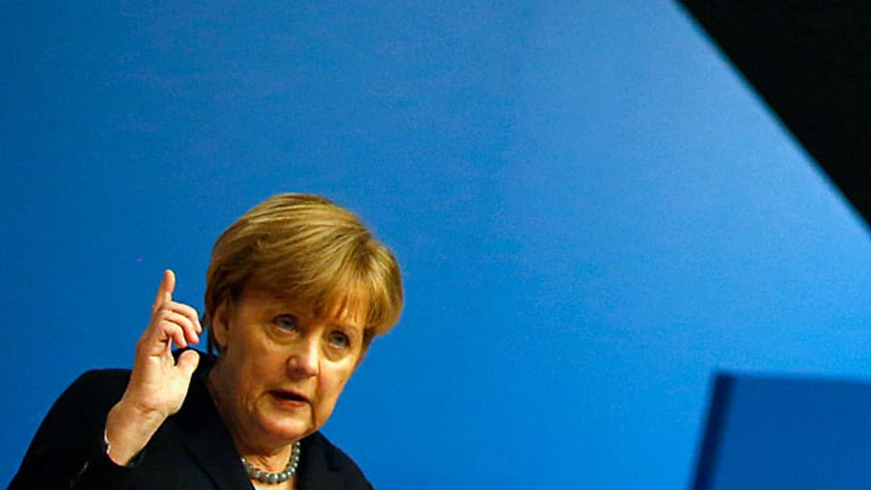 «Wer vor Krieg und Verfolgung flieht, findet bei uns Schutz», sagt Angela Merkel in ihrer Rede – aber: Wer bleiben wolle, müsse die deutsche Sprache lernen.