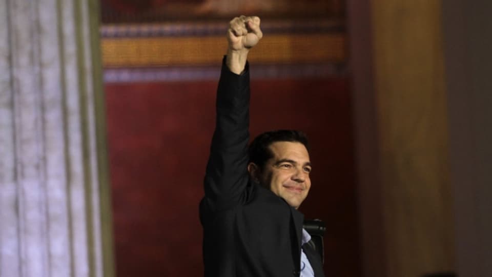 Der Chef der Syriza, Alexis Tsipras, lässt sich als Sieger feiern.