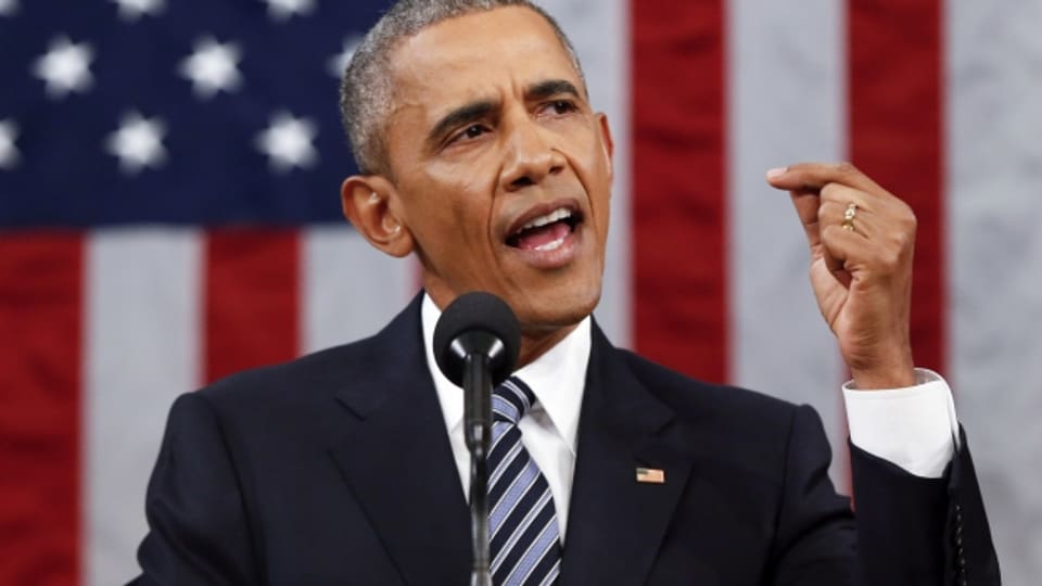 US-Präsident Obama bei seiner letzten State of the Union Rede.