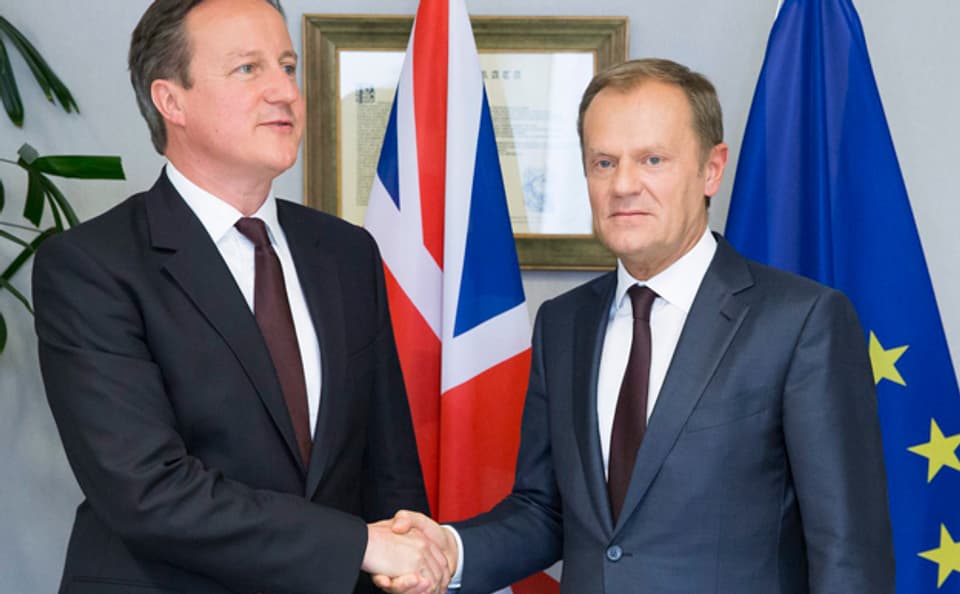 der britische Premierminister David Cameron und der EU-Ratspräsident Donald Tusk bei einem früheren Treffen in Brüssel
