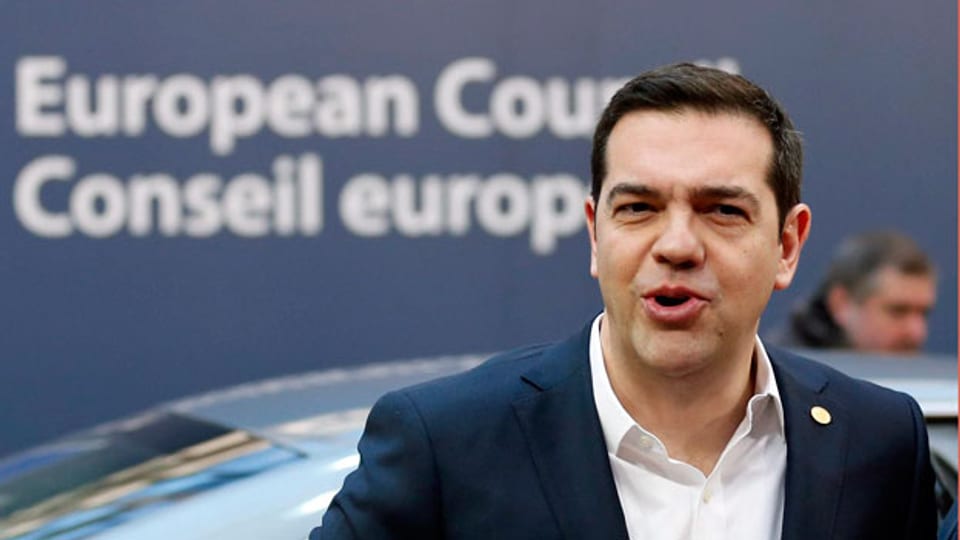 Der griechische Ministerpräsident Alexis Tsipras vor dem EU-Gebäude in Brüssel.