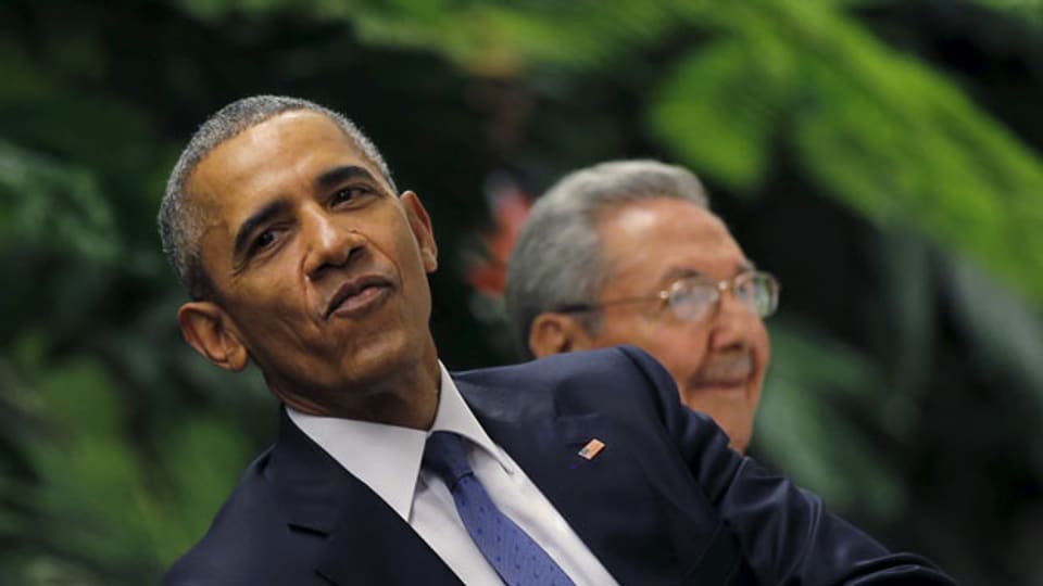 US-Präsident Barack Obama beim Staatsbankett des kubanischen Präsidenten Raul Castro.