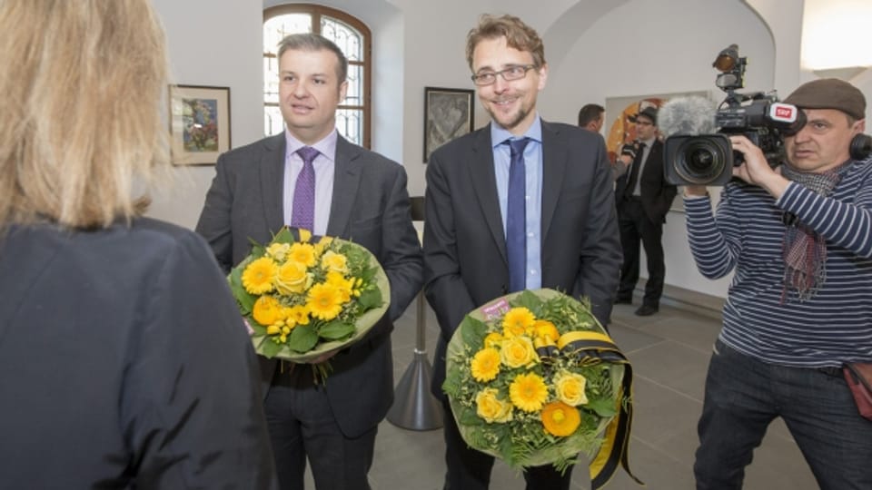 Die neu gewählten Urner Regierungsräte Dimitri Moretti (SP, links) und Urs Janett (FDP, rechts).