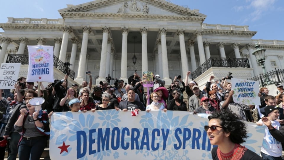 Fordern eine fundamentale Veränderung: Aktivisten von «Democracy Spring» vor dem Kapitol.