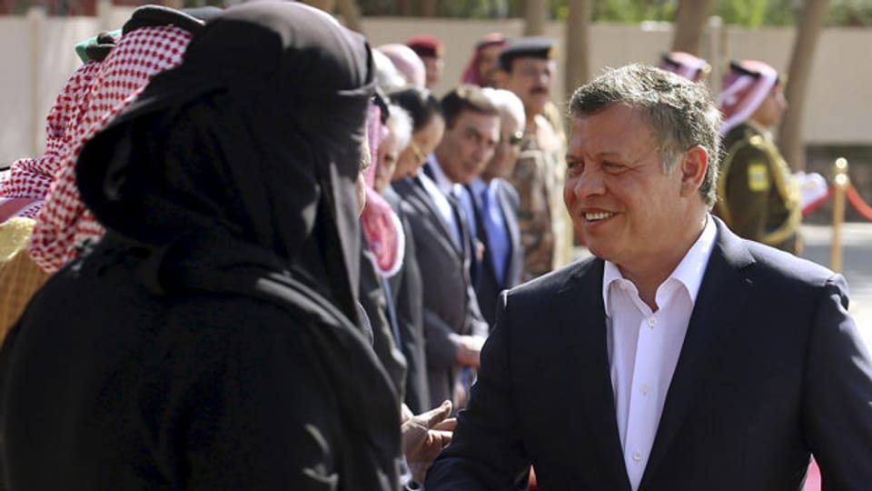 Jordaniens König Abdullah (rechts) im Januar 2016. Das Land hat Hunderttausende Flüchtlinge aufgenommen.