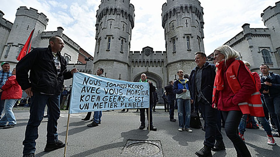 Streikation des Gefängnispersonals in der belgischen Hauptstadt Brüssel.