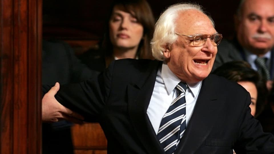 Marco Pannella während einer Parlamentsdebatte 2006.