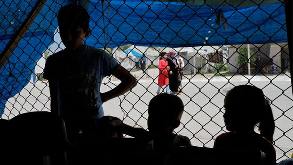 Syrische Flüchtlingskinder in einem Flüchtlingslager in Osmaniye, Türkei.