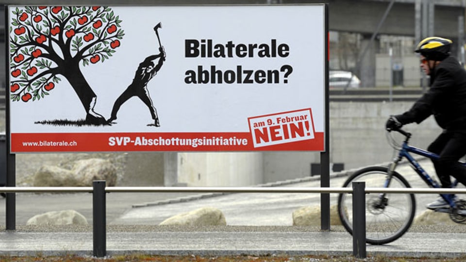 Plakat der Gegner der SVP-Volksinitiative «gegen Masseneinwanderung».