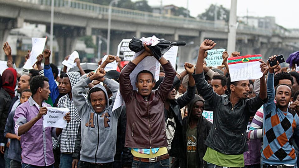 Proteste in der äthiopischen Hauptstadt gegen die ungerechte Verteilung von Geldern im Land, am 6. August 2016.