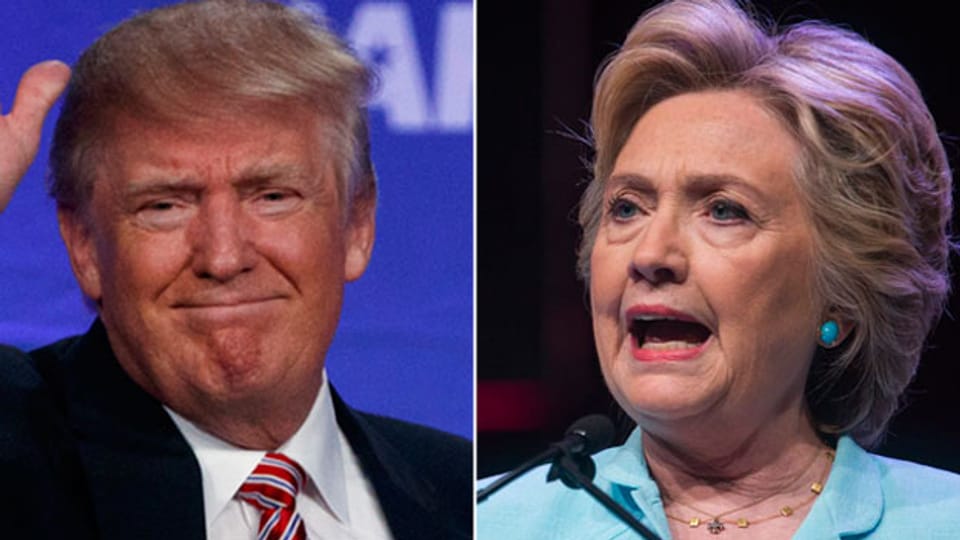 Donald Trump (links) und Hillary Clinton: Nur in der Handelspolitik stehen beide Kandidaten relativ nah beeinander.