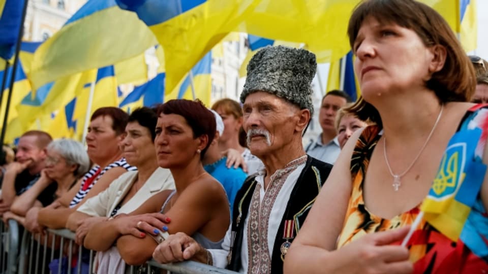 Fahnen und Feiern: Die Ukraine ist seit genau 25 Jahren unabhängig.