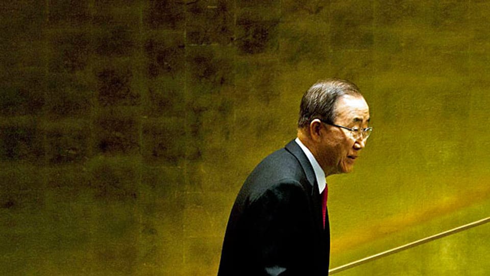 UNO-Generalsekretär Ban Ki Moon auf dem Weg, den ersten UNO-Migrationsgipfel zu eröffnen.